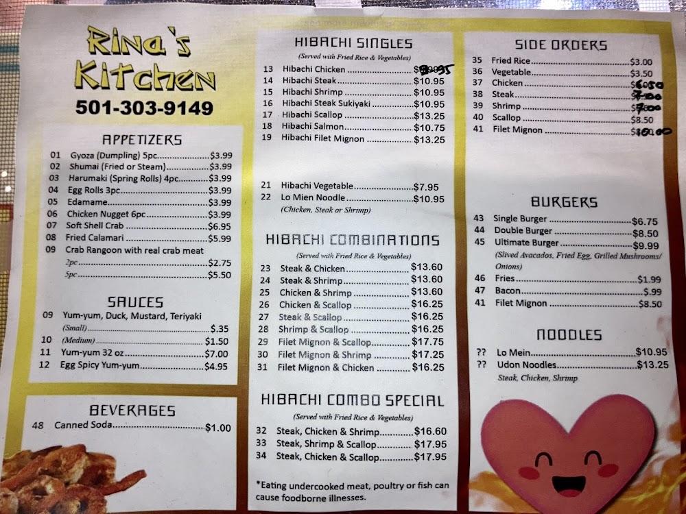 Rina's Hibachi Kitchen Menu image 1